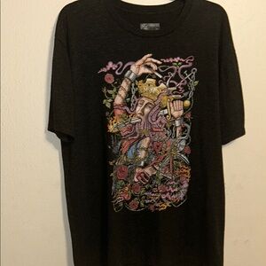 Black Short Sleeve Tee with Vibrant Graphic Design